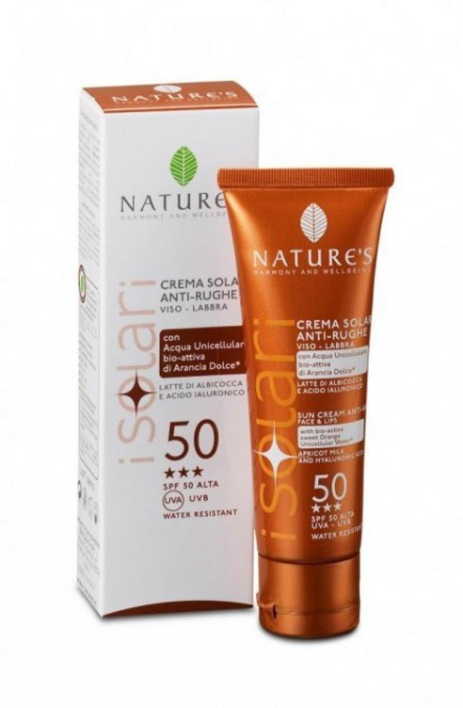 Crema gel solare antirughe viso labbra protezione 50